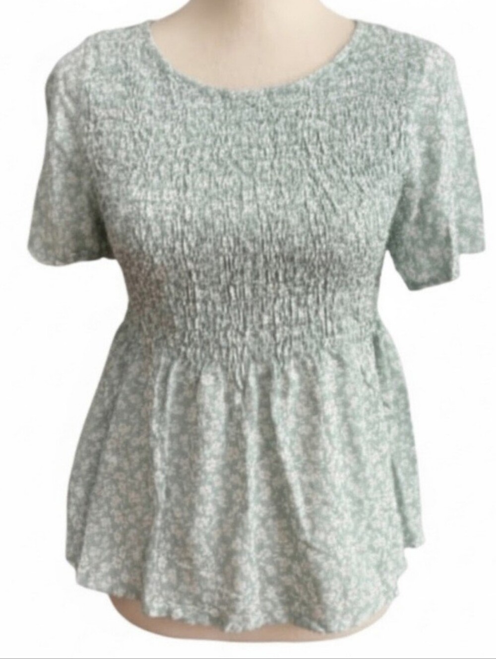 Ditsy Floral Green Peplum Blouse size Small by Urban Romantics